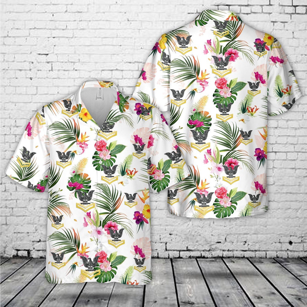 Us Navy Hawaiian Shirt, US Navy Petty officer second class E-5 Hawaiian Shirt, Military Hawaiian Shirt