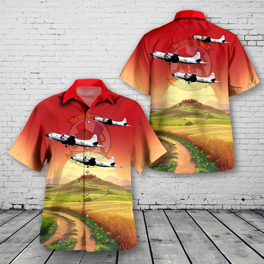 Us Navy Hawaiian Shirt, US Navy Reserve P-3 of VP-91 'Black Cats' Hawaiian Shirt, Military Hawaiian Shirt