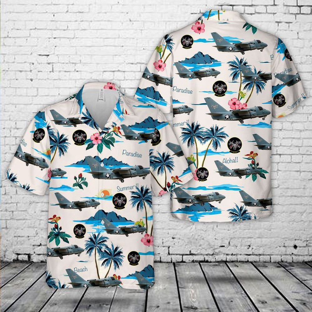 Us Navy Hawaiian Shirt, US Navy S-3B Of VX-30 Bloodhounds Hawaiian Shirt, Military Hawaiian Shirt