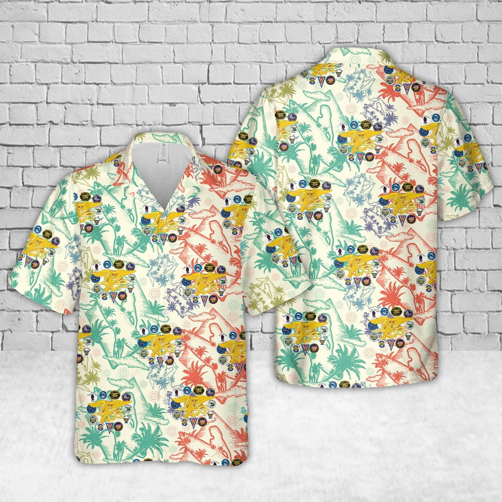 Us Navy Hawaiian Shirt, US Navy SEAL Teams and Trident Hawaiian Shirt, Military Hawaiian Shirt