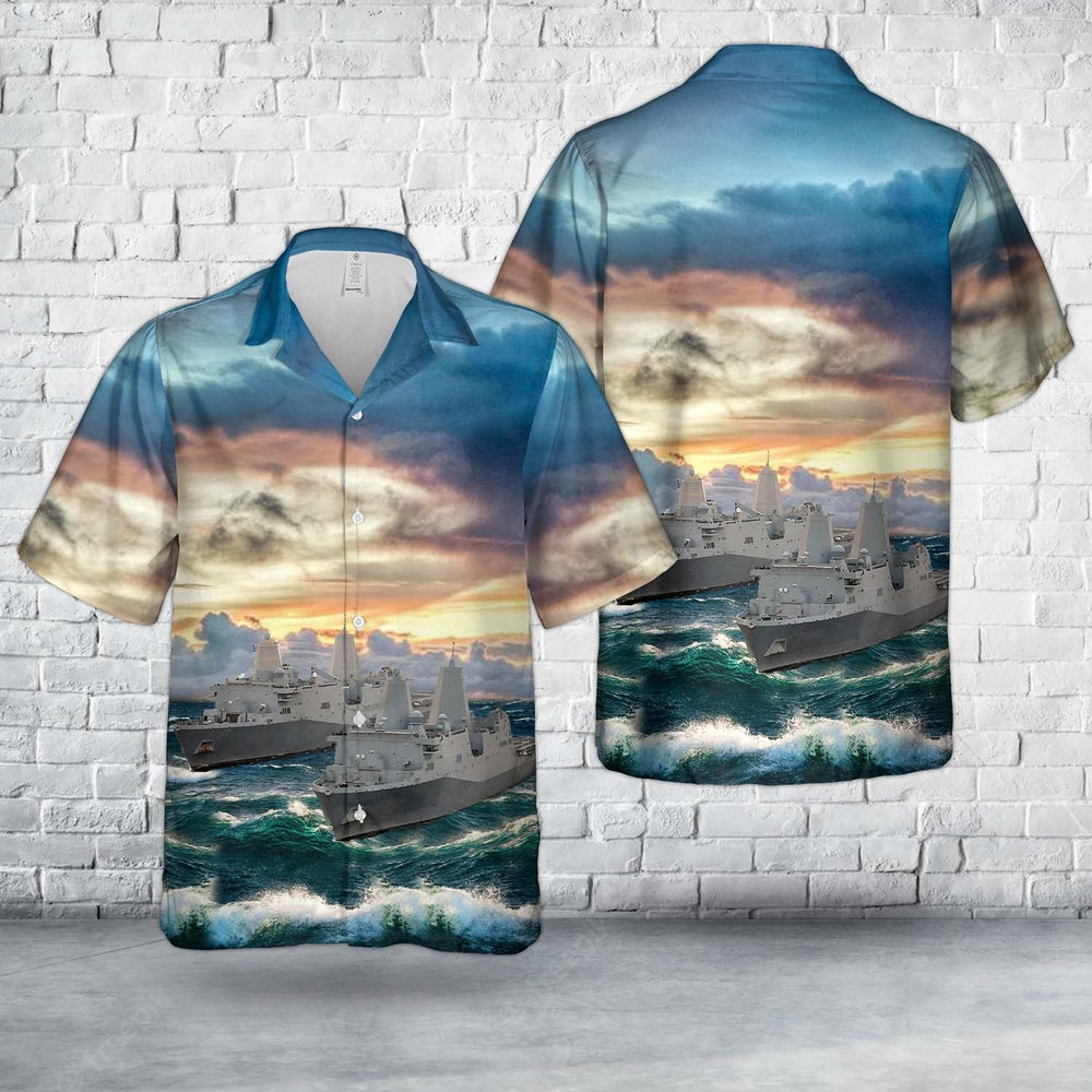 Us Navy Hawaiian Shirt, US Navy San Antonio-class amphibious transport dock Hawaiian Shirt, Military Hawaiian Shirt