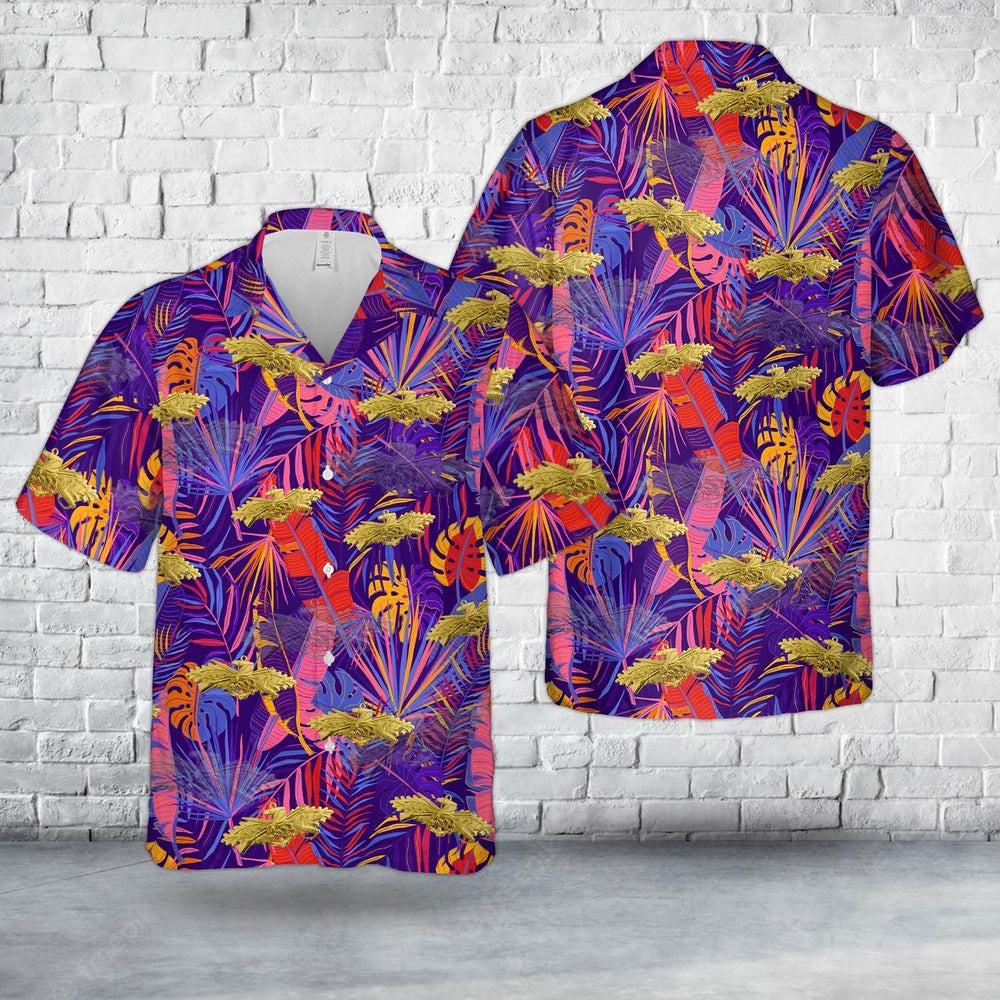 Us Navy Hawaiian Shirt, US Navy Seabee Combat Warfare Specialist (SCWS) insignia - Officer Hawaiian Shirt, Military Hawaiian Shirt