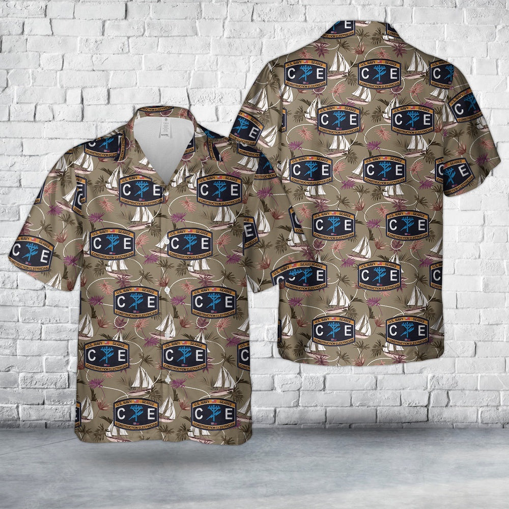 Us Navy Hawaiian Shirt, US Navy Seabee Construction Electrician CE Hawaiian Shirt, Military Hawaiian Shirt