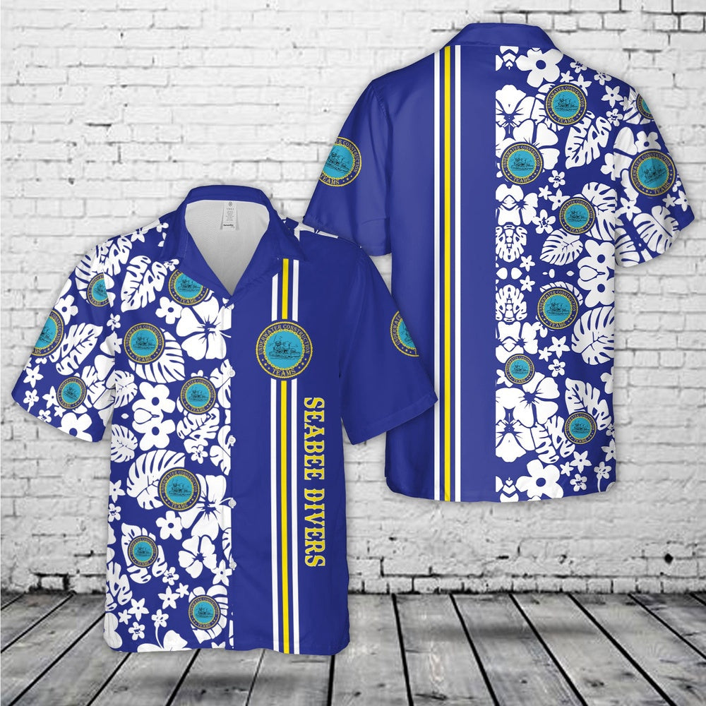 Us Navy Hawaiian Shirt, US Navy Seabee Divers Hawaiian Shirt, Military Hawaiian Shirt