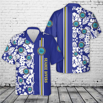 Us Navy Hawaiian Shirt, US Navy Seabee Divers Hawaiian Shirt, Military Hawaiian Shirt