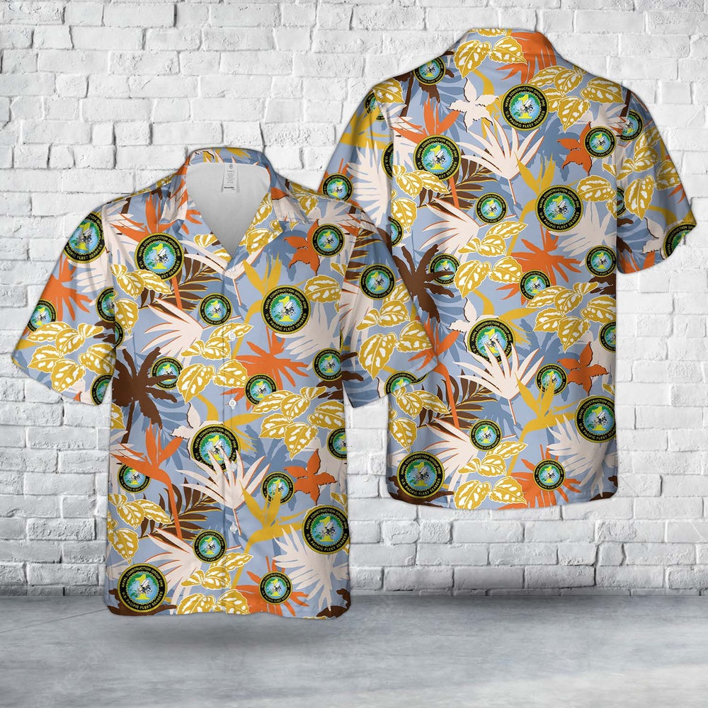 Us Navy Hawaiian Shirt, US Navy Seabee Naval Construction Group 1 Hawaiian Shirt, Military Hawaiian Shirt