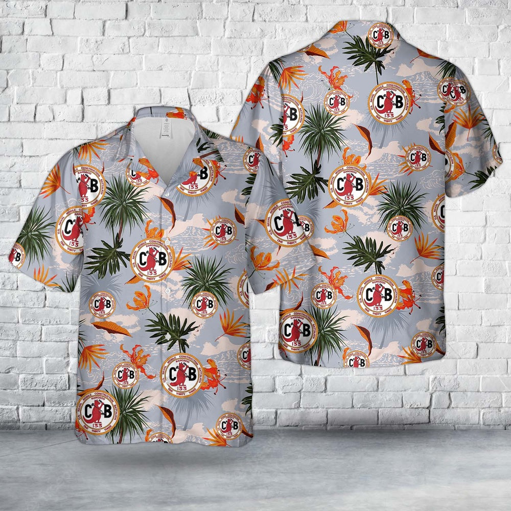 Us Navy Hawaiian Shirt, US Navy Seabee Naval Mobile Construction Battalion 133 (NMCB 133) Hawaiian Shirt