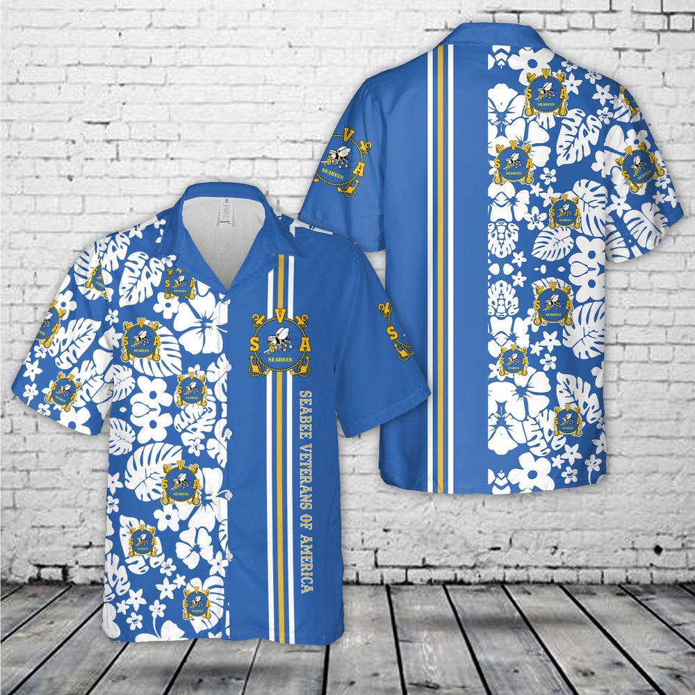 Us Navy Hawaiian Shirt, US Navy Seabee Veterans of America Hawaiian Shirt, Military Hawaiian Shirt