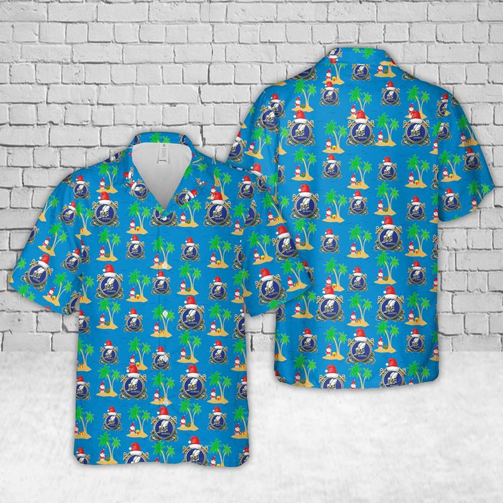Us Navy Hawaiian Shirt, US Navy Seabee with Anchor Christmas Hawaiian Shirt, Military Hawaiian Shirt