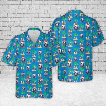 Us Navy Hawaiian Shirt, US Navy Seabee with Anchor Christmas Hawaiian Shirt, Military Hawaiian Shirt