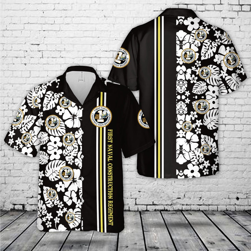 Us Navy Hawaiian Shirt, US Navy Seabees FIRST Naval Construction Regiment Hawaiian Shirt, Military Hawaiian Shirt