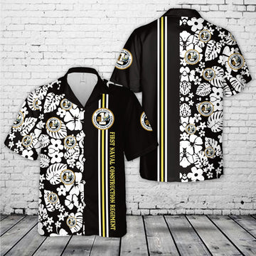 Us Navy Hawaiian Shirt, US Navy Seabees FIRST Naval Construction Regiment Hawaiian Shirt, Military Hawaiian Shirt