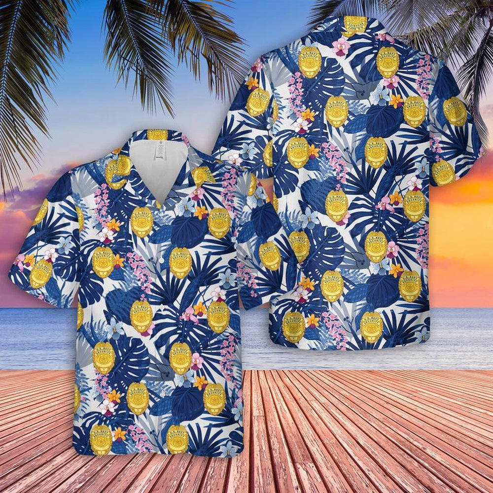 Us Navy Hawaiian Shirt, US Navy Security Badge Hawaiian Shirt, Military Hawaiian Shirt