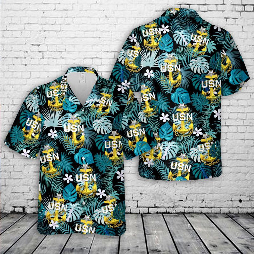 Us Navy Hawaiian Shirt, US Navy Senior Chief Anchor Hawaiian Shirt, Military Hawaiian Shirt