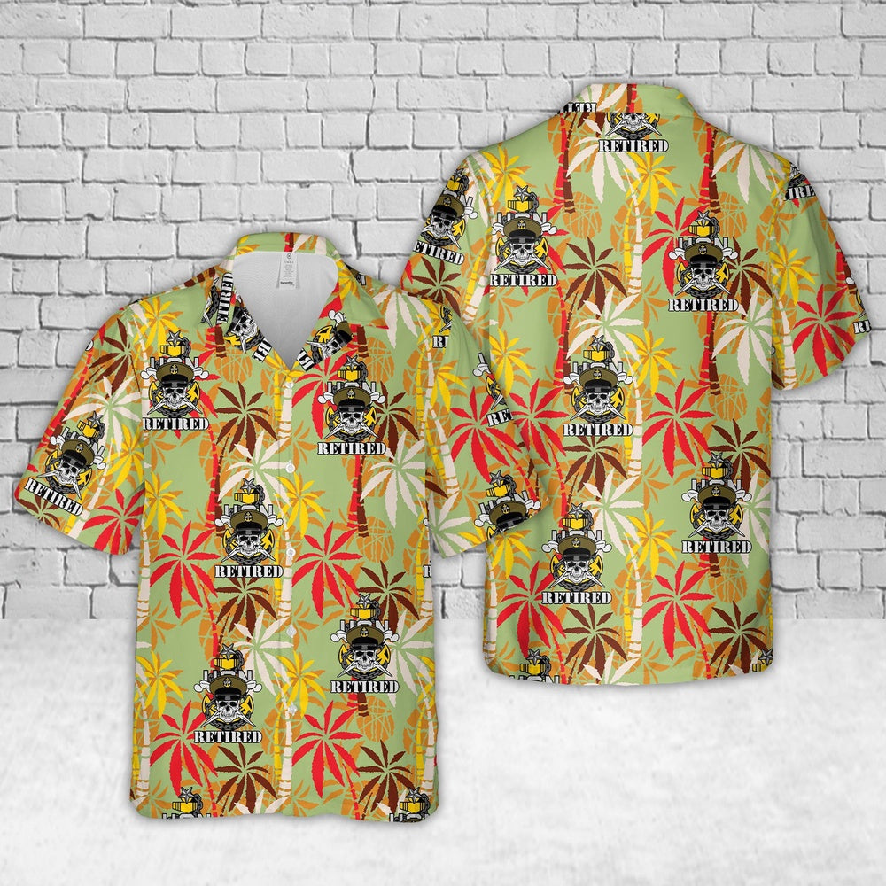 Us Navy Hawaiian Shirt, US Navy Senior Chief Retired Skull and Cross Bones with anchor Hawaiian Shirt, Military Hawaiian Shirt