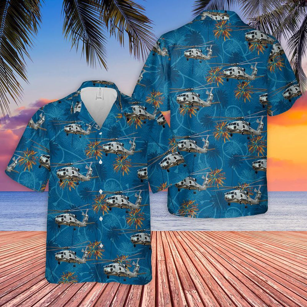 Us Navy Hawaiian Shirt, US Navy Sikorsky MH-60R Seahawk Hawaiian Shirt, Military Hawaiian Shirt