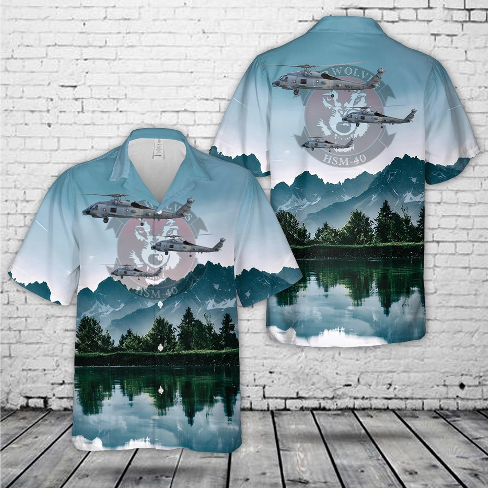 Us Navy Hawaiian Shirt, US Navy Sikorsky MH-60R Seahawk Of HSM-40 Airwolves Hawaiian Shirt, Military Hawaiian Shirt
