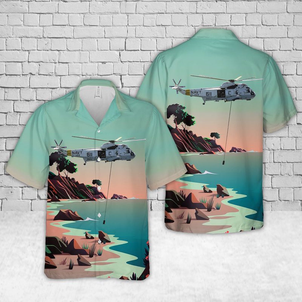 Us Navy Hawaiian Shirt, US Navy Sikorsky SH-3H Sea King Of Helicopter Sea Combat Squadron Eight (HSC-8) Eightballers Hawaiian Shirt