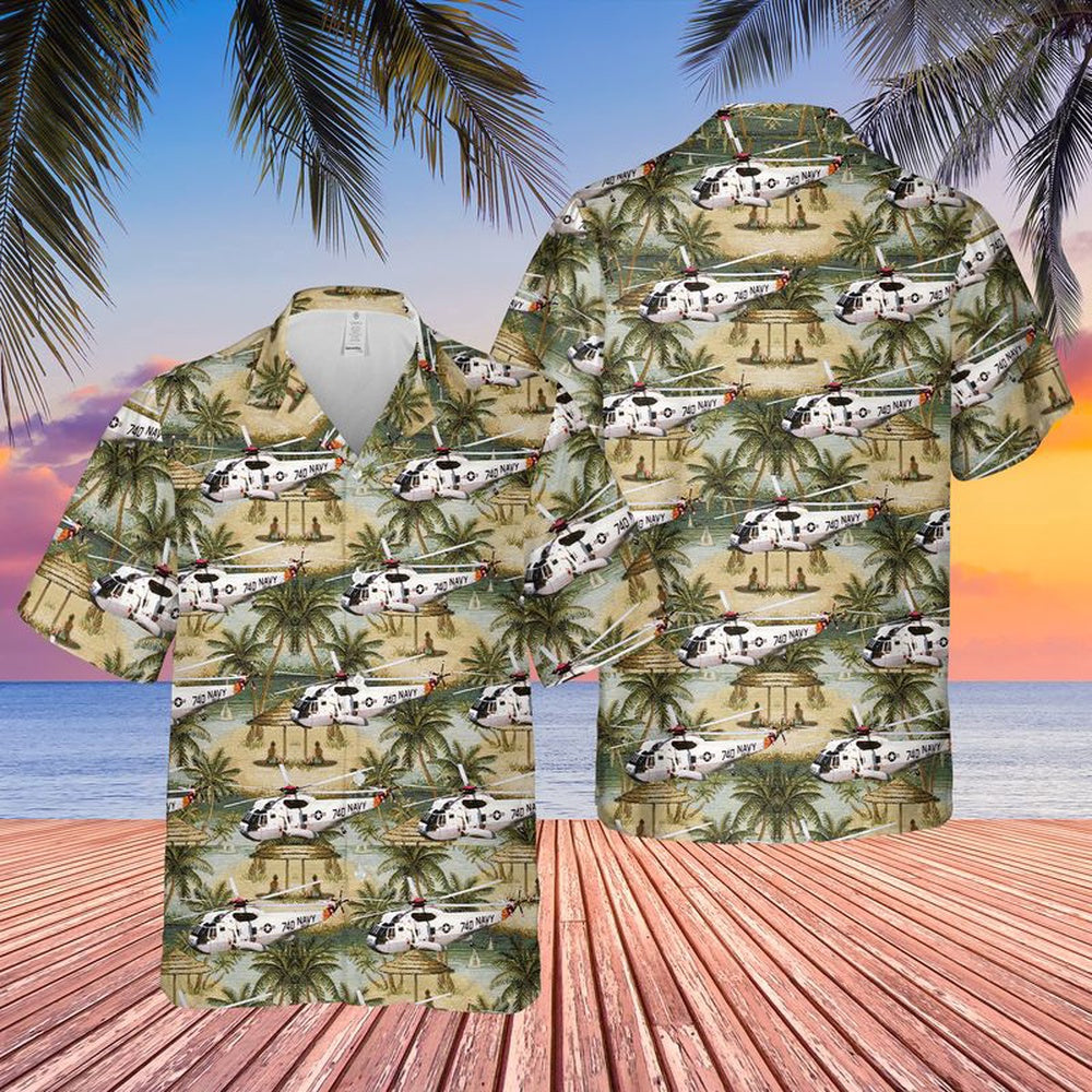 Us Navy Hawaiian Shirt, US Navy Sikorsky SH-3 Sea King Hawaiian Shirt, Military Hawaiian Shirt