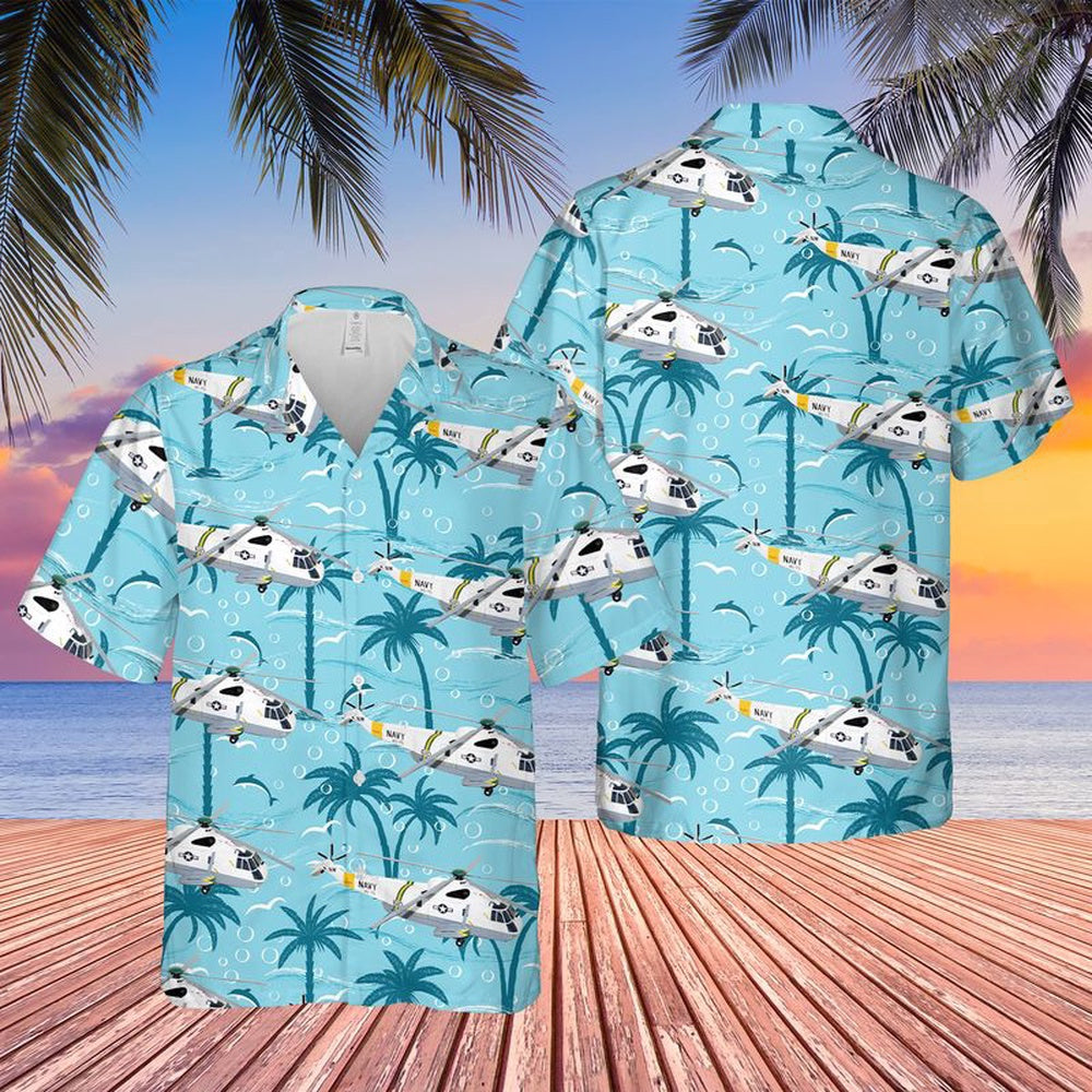 Us Navy Hawaiian Shirt, US Navy Sikorsky SH-3 Sea King Of HS-75 Hawaiian Shirt, Military Hawaiian Shirt