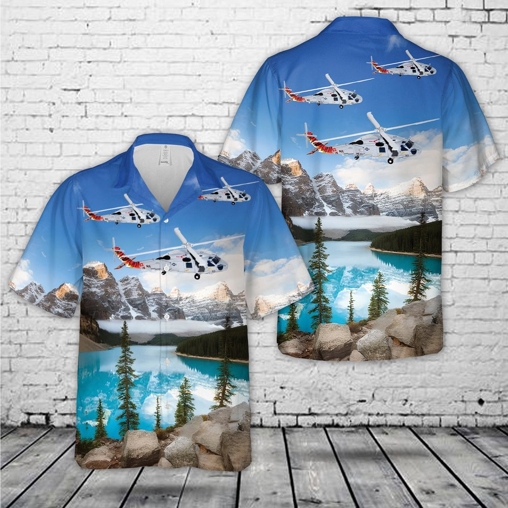 Us Navy Hawaiian Shirt, US Navy Sikorsky SH-60B Seahawk (S-70B-1) Of HSL-43 Battle Cats Hawaiian Shirt