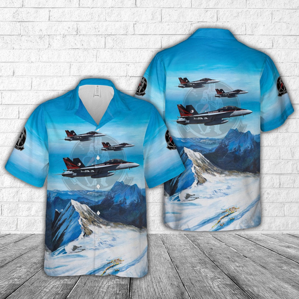 Us Navy Hawaiian Shirt, US Navy Strike Fighter Squadron 154 (STRKFITRON 154) VFA-154 'Black Knights' Hawaiian Shirt