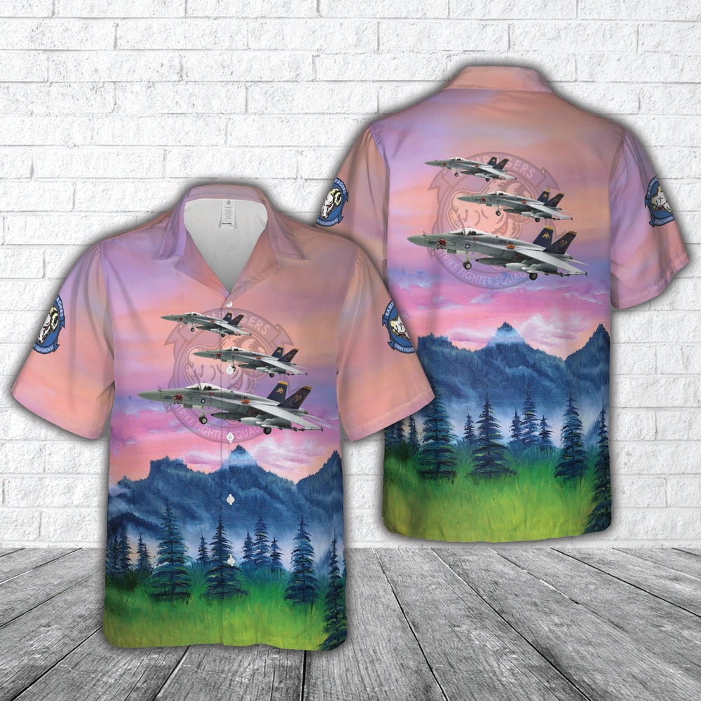 Us Navy Hawaiian Shirt, US Navy Strike Fighter Squadron 83 (VFA-83) Rampagers, McDonnell Douglass F A-18C (F-18) Hornet Hawaiian Shirt
