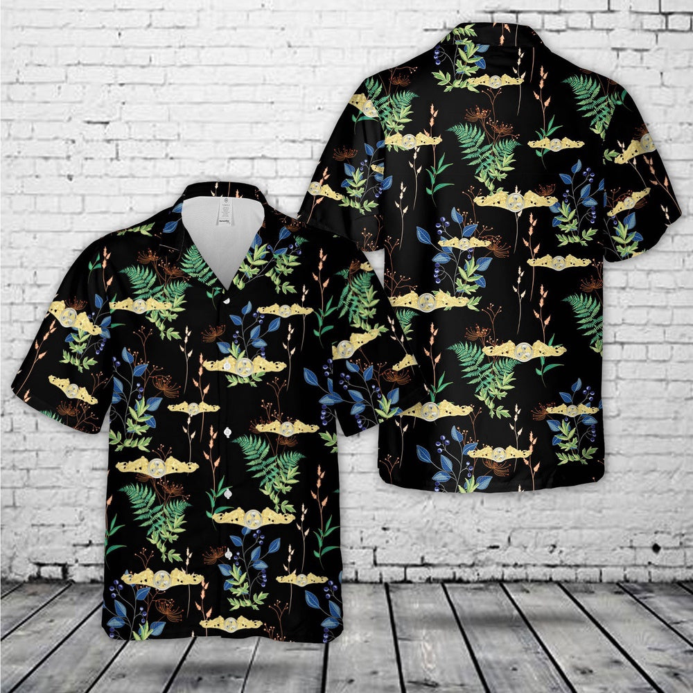 Us Navy Hawaiian Shirt, US Navy Submarine Engineering Duty Officer Badge Hawaiian Shirt, Military Hawaiian Shirt