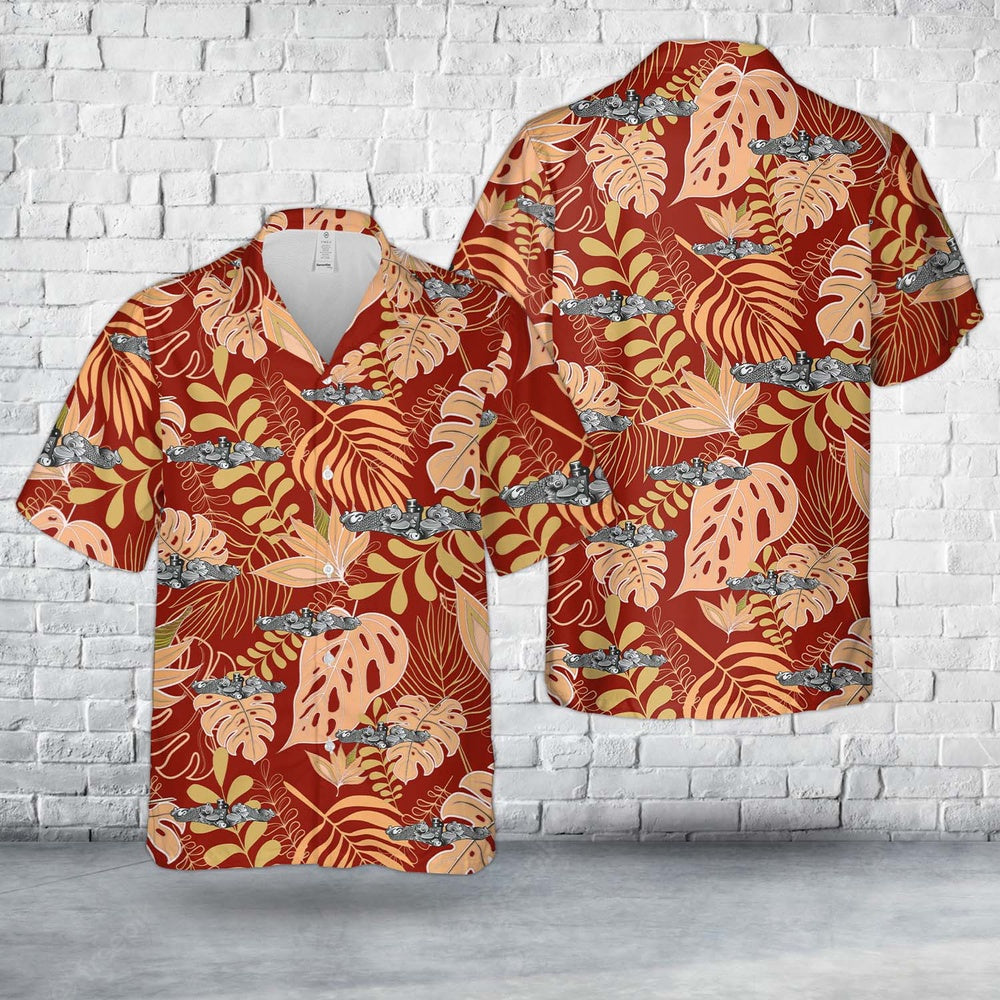 Us Navy Hawaiian Shirt, US Navy Submarine Warfare Insignia Hawaiian Shirt, Military Hawaiian Shirt