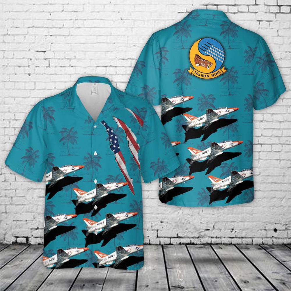 Us Navy Hawaiian Shirt, US Navy Training Squadron NINE (VT-9) T-45Cs Hawaiian Shirt, Military Hawaiian Shirt