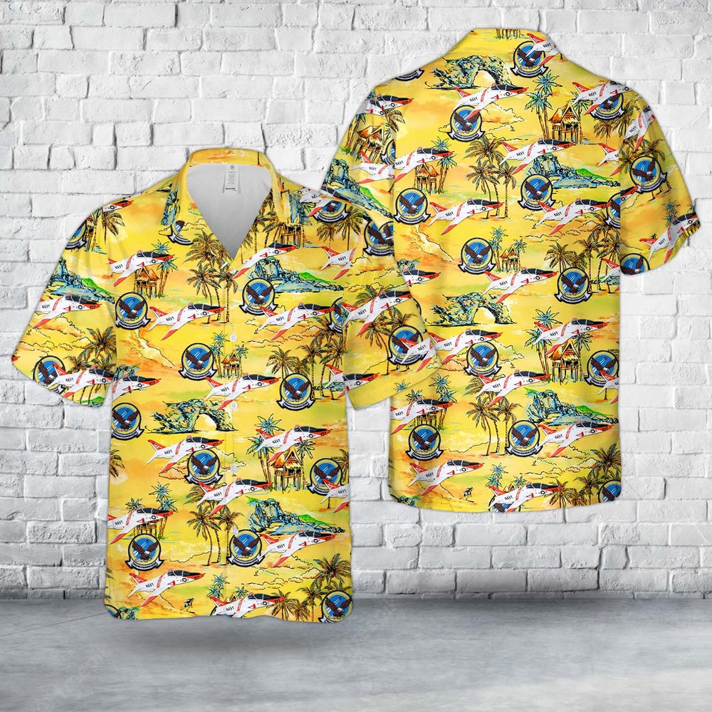 Us Navy Hawaiian Shirt, US Navy Training Squadron SEVEN (VT-7) Eagles T-45C Goshawk Hawaiian Shirt