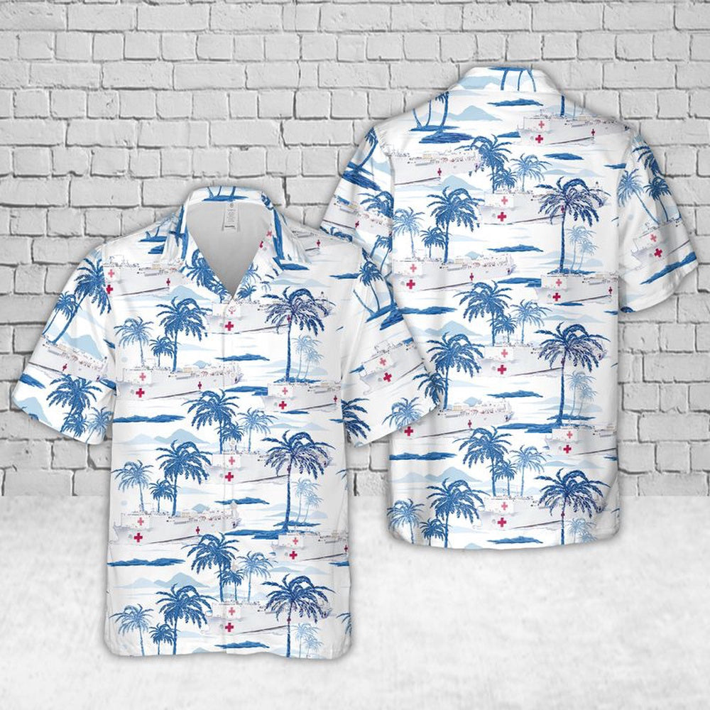 Us Navy Hawaiian Shirt, US Navy USNS Mercy (T-AH-19) Hawaiian Shirt, Military Hawaiian Shirt
