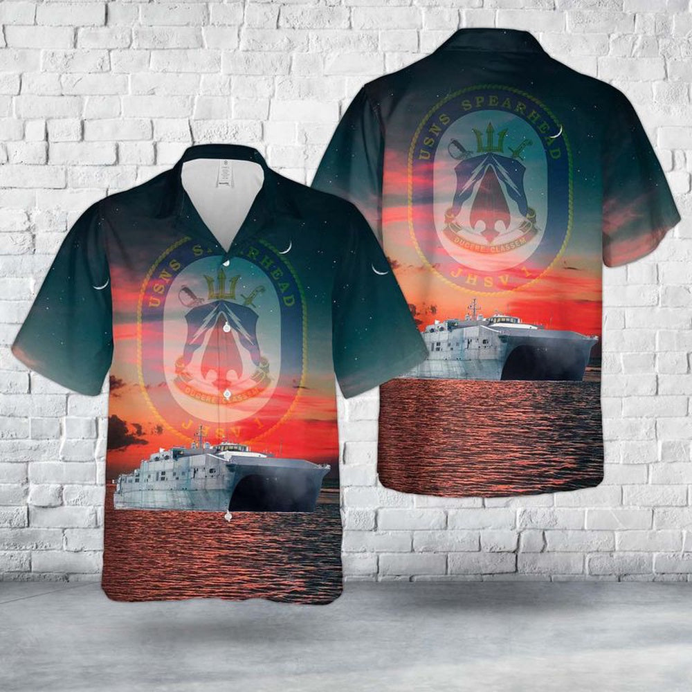 Us Navy Hawaiian Shirt, US Navy USNS Spearhead (JHSV-1T-EPF-1) Hawaiian Shirt, Military Hawaiian Shirt