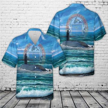 Us Navy Hawaiian Shirt, US Navy USS Alaska SSBN-732 Ohio class ballistic missile submarine Hawaiian Shirt