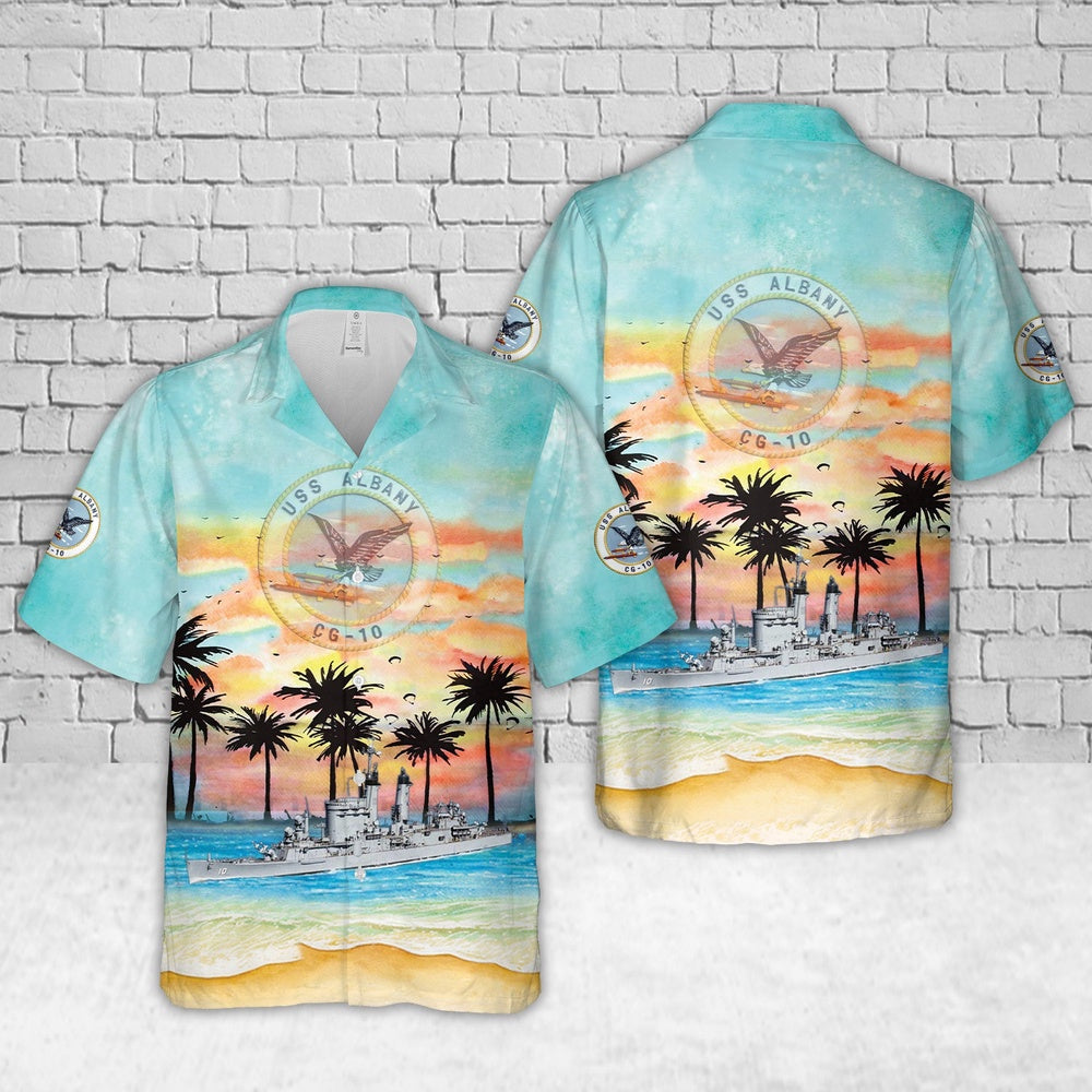 Us Navy Hawaiian Shirt, US Navy USS Albany CG-10 Hawaiian Shirt, Military Hawaiian Shirt