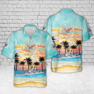 Us Navy Hawaiian Shirt, US Navy USS Albany CG-10 Hawaiian Shirt, Military Hawaiian Shirt