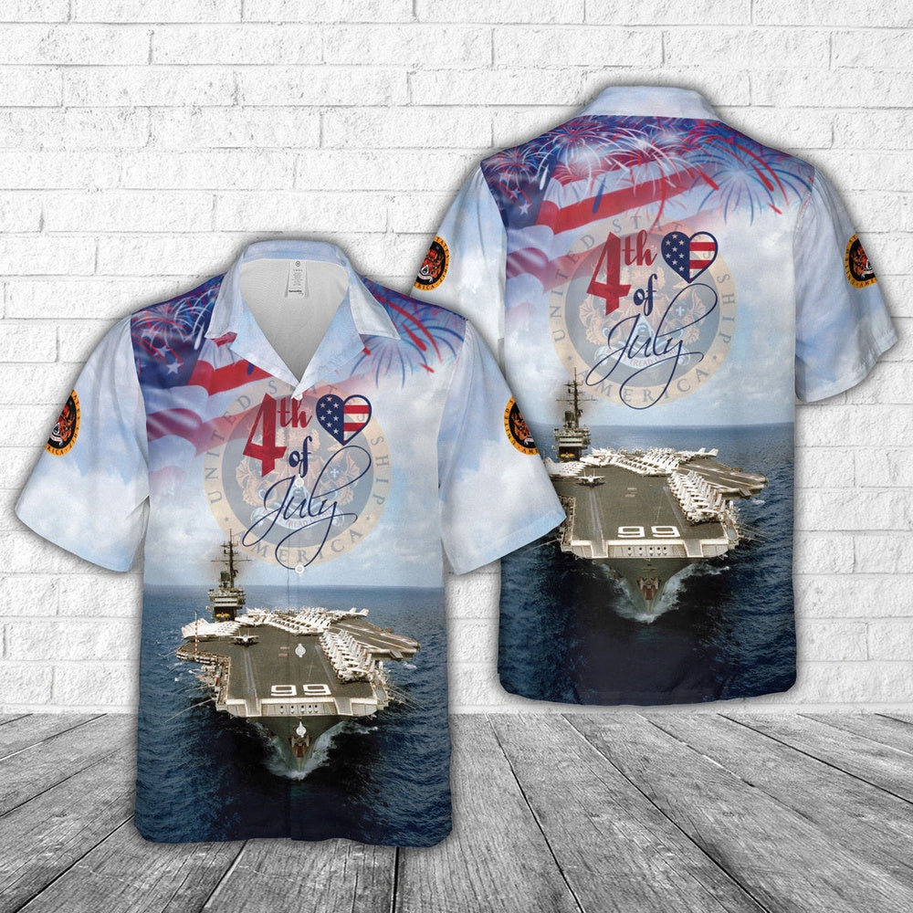 Us Navy Hawaiian Shirt, US Navy USS America (CVACV-66), 4th Of July Hawaiian Shirt, Military Hawaiian Shirt