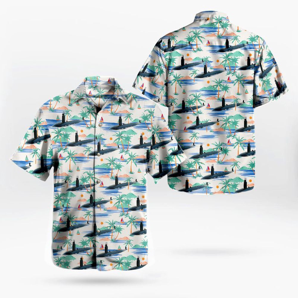 Us Navy Hawaiian Shirt, US Navy USS Asheville SSN-758 Attack Submarine Hawaiian Shirt, Military Hawaiian Shirt