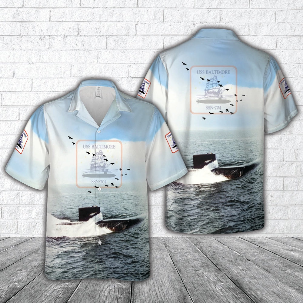Us Navy Hawaiian Shirt, US Navy USS Baltimore (SSN-704) Hawaiian Shirt, Military Hawaiian Shirt