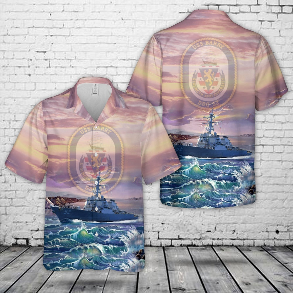 Us Navy Hawaiian Shirt, US Navy USS Barry (DDG-52) Hawaiian Shirt, Military Hawaiian Shirt