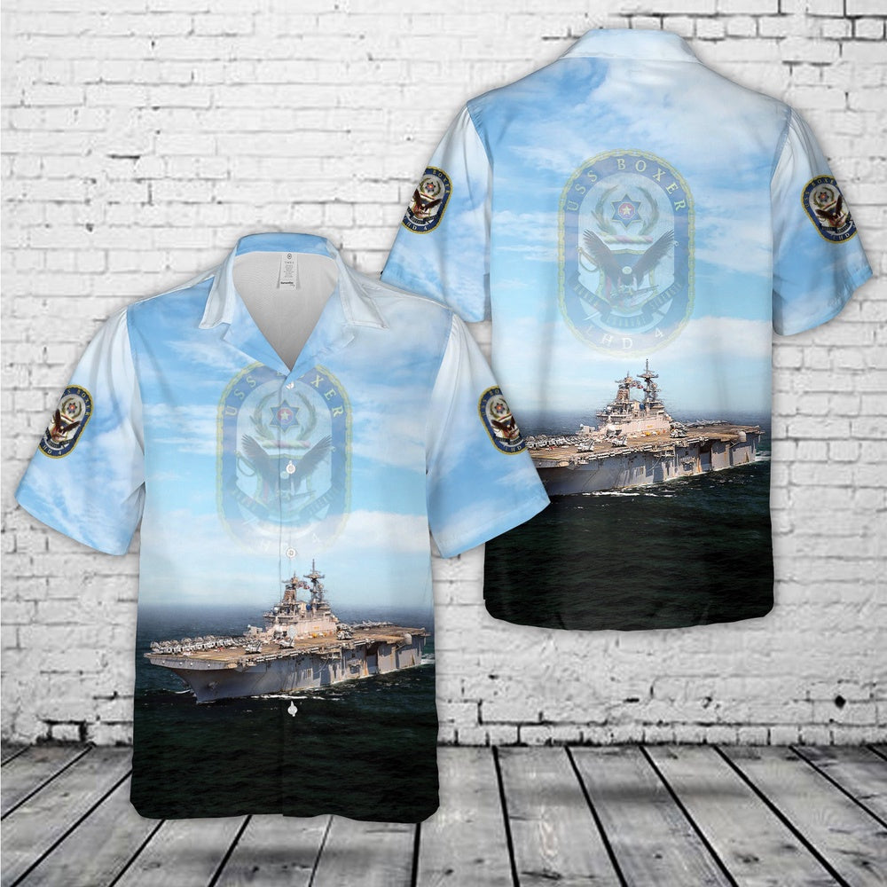 Us Navy Hawaiian Shirt, US Navy USS Boxer (LHD-4) Boxer Expeditionary Strike Group Hawaiian Shirt
