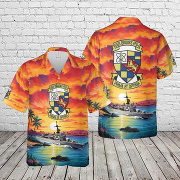 Us Navy Hawaiian Shirt, US Navy USS Brooke (FFG-1) Hawaiian Shirt, Military Hawaiian Shirt