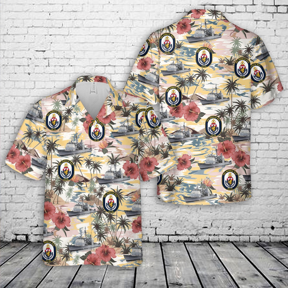 Us Navy Hawaiian Shirt, US Navy USS Bunker Hill (CG-52) Ticonderoga-class guided missile cruiser Hawaiian Shirt