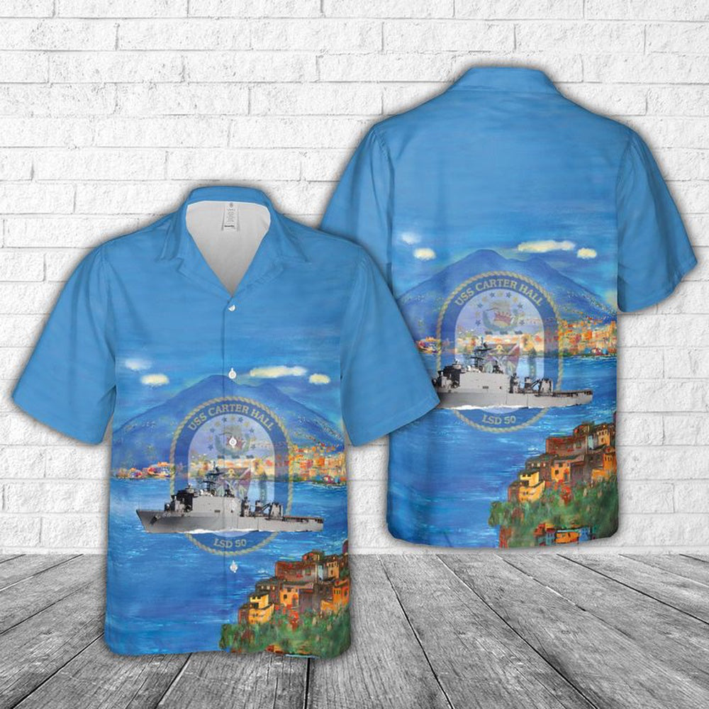 Us Navy Hawaiian Shirt, US Navy USS Carter Hall (LSD-50) Hawaiian Shirt, Military Hawaiian Shirt
