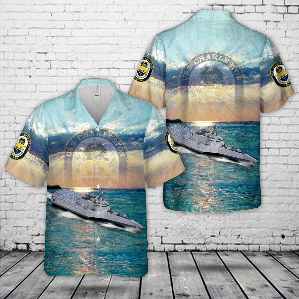 Us Navy Hawaiian Shirt, US Navy USS Charleston (LCS-18) Independence-class littoral combat ship Hawaiian Shirt