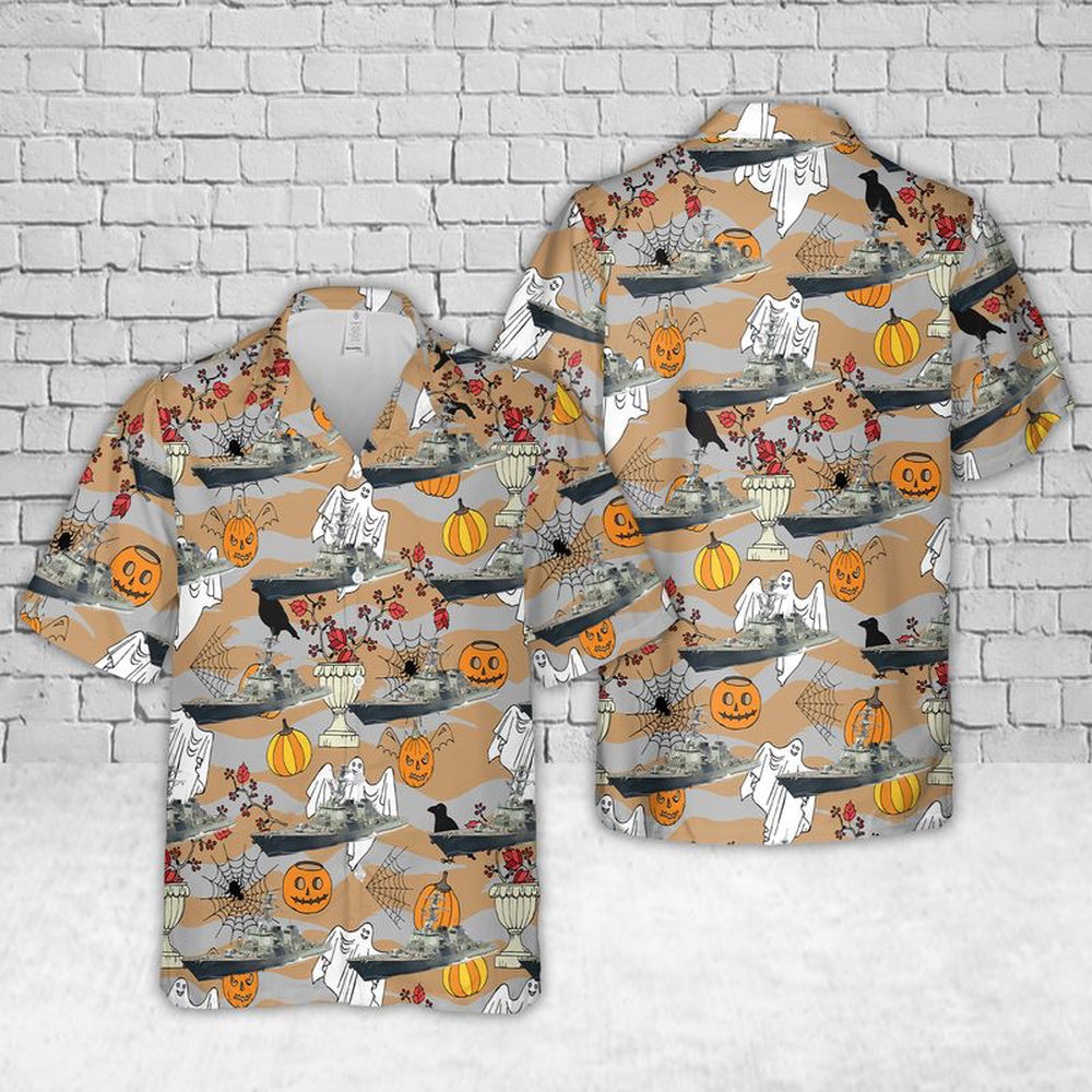 Us Navy Hawaiian Shirt, US Navy USS Cole (DDG-67) Arleigh Burke-class Destroyer Halloween Hawaiian Shirt