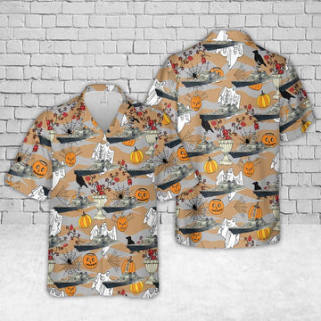 Us Navy Hawaiian Shirt, US Navy USS Cole (DDG-67) Arleigh Burke-class Destroyer Halloween Hawaiian Shirt