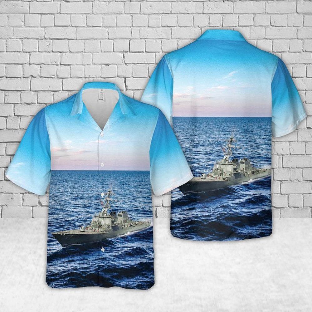 Us Navy Hawaiian Shirt, US Navy USS Cole (DDG-67) Arleigh Burke-class Destroyer Hawaiian Shirt