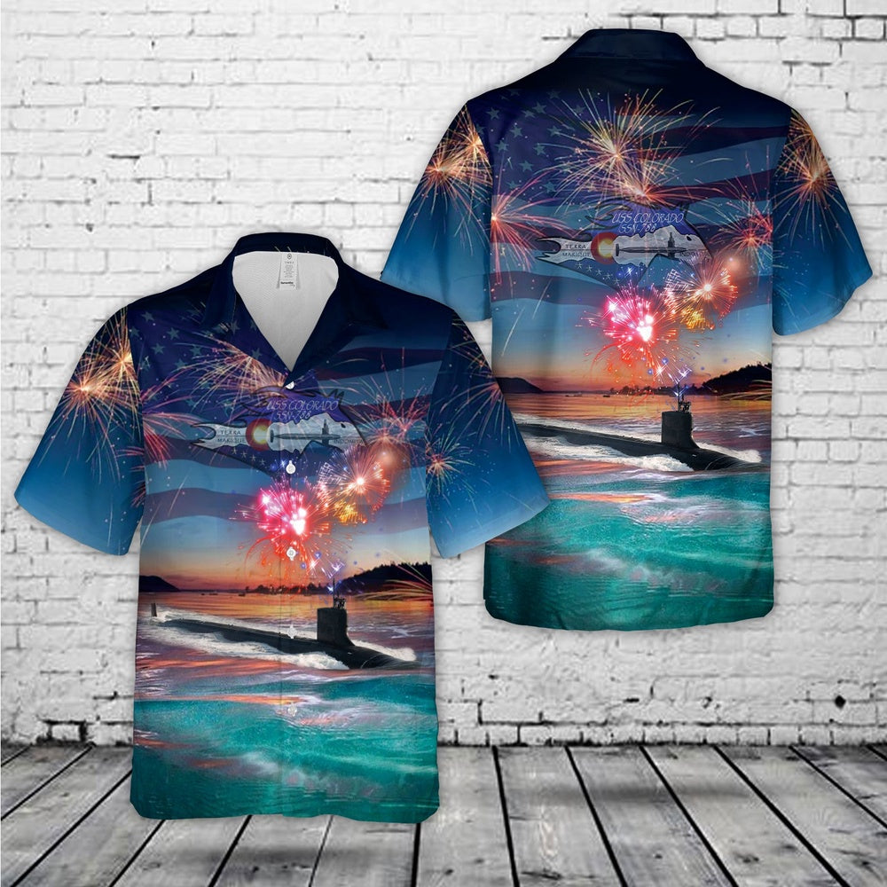 Us Navy Hawaiian Shirt, US Navy USS Colorado (SSN-788), 4th Of July Hawaiian Shirt, Military Hawaiian Shirt