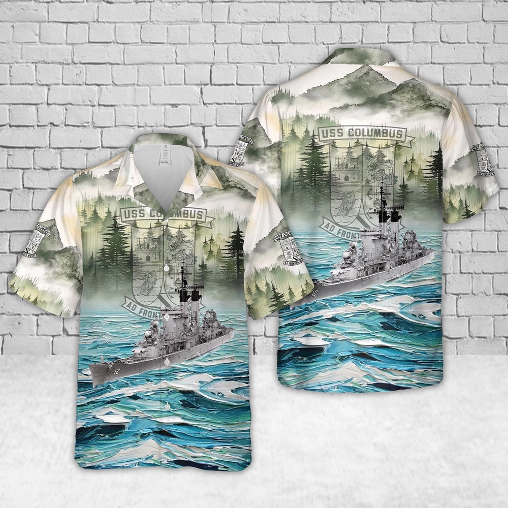 Us Navy Hawaiian Shirt, US Navy USS Columbus (CA-74CG-12) Hawaiian Shirt, Military Hawaiian Shirt